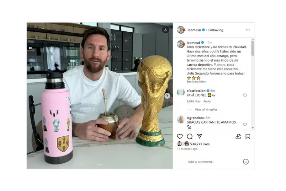 El reflexivo posteo de Messi a dos aos de ganar el Mundial en Qatar