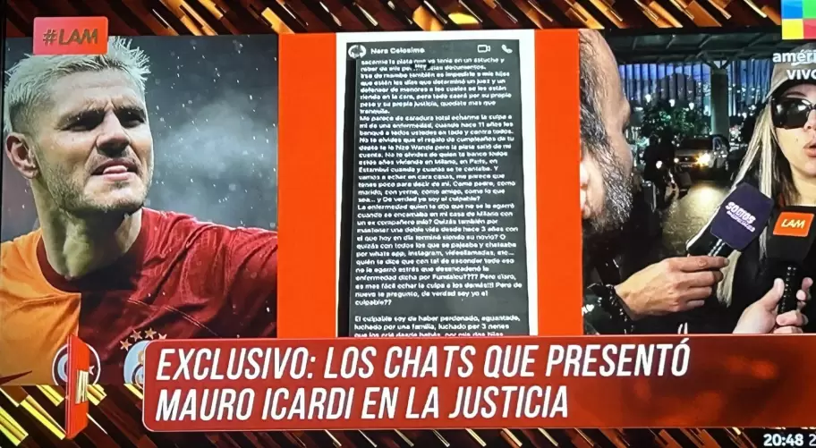 Mauro present chats en la Justicia que confirmaran la infidelidad de Wanda