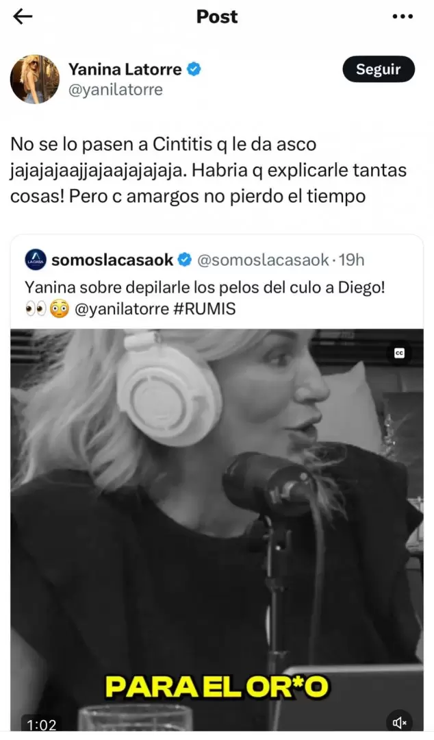 Yanina Latorre moja la oreja a Cinthia Fernndez