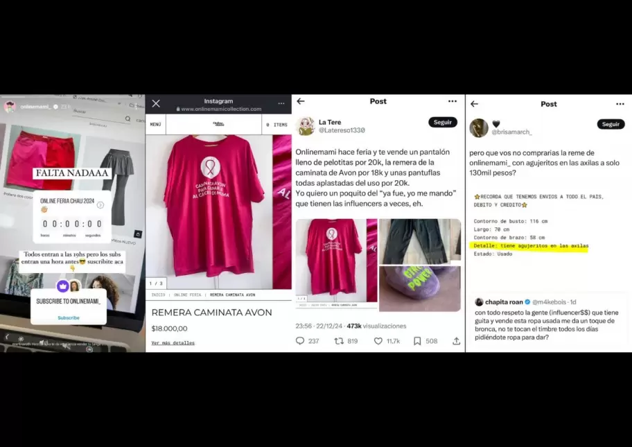 Estallaron las redes sociales por las prendas en mal estado que vende Onlinemami en su feria vintage