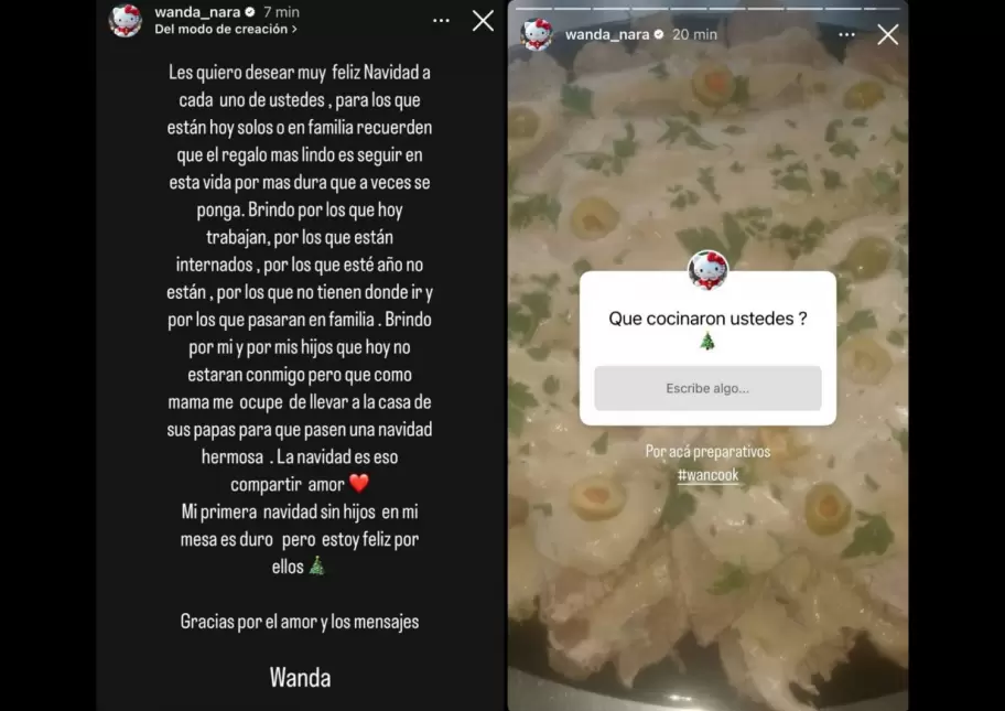 Wanda Nara pasa su primera Navidad lejos de sus hijos, pero se enfoca en la cocina