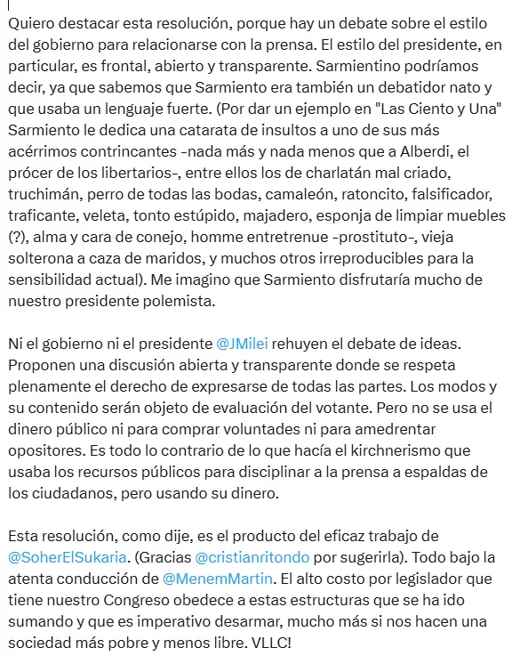 El anuncio del ministro de Desregulacin y Transformacin del Estado, Federico Sturzenegger