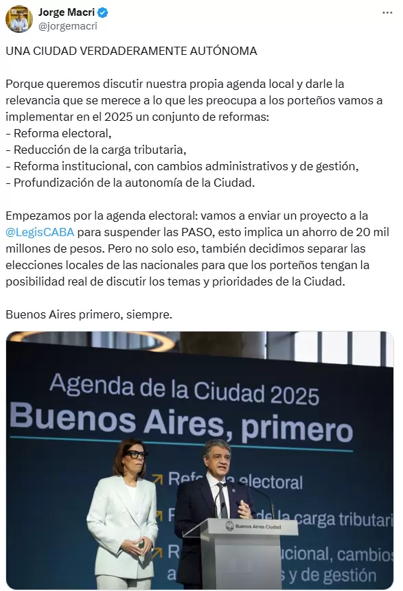 El jefe de Gobierno porteo lo anunci en una conferencia de prensa y le pidi al Gobierno nacional la "suspensin de las PASO".