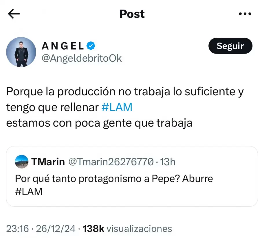 ngel De Brito contra la produccin de Amrica TV