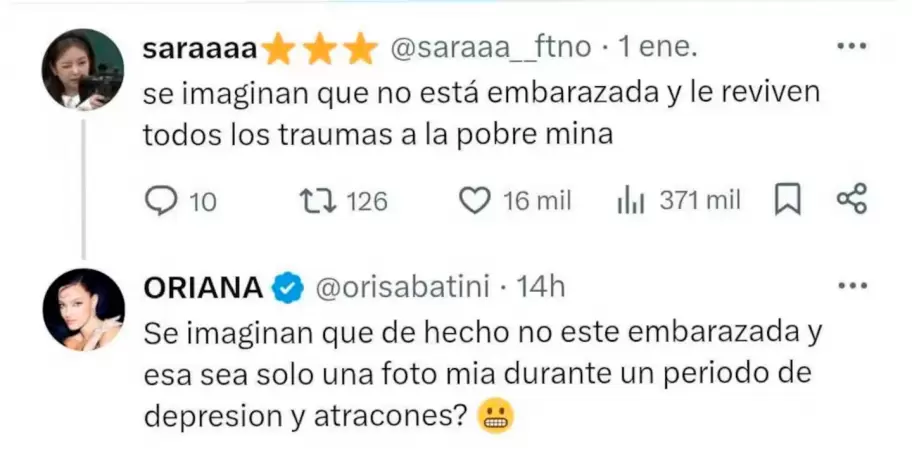 Oriana Sabatini responde a los rumores de embarazo