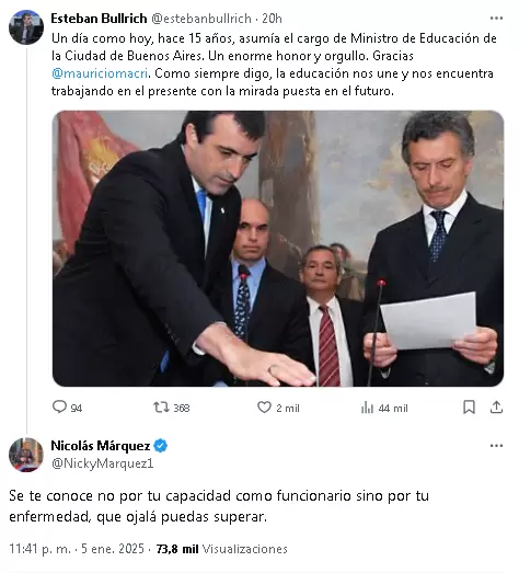 El posteo de Bullrich y la respuesta de Mrquez