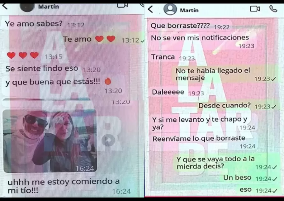 Los chats entre el marido de Ingrid Grudke y su sobrina poltica