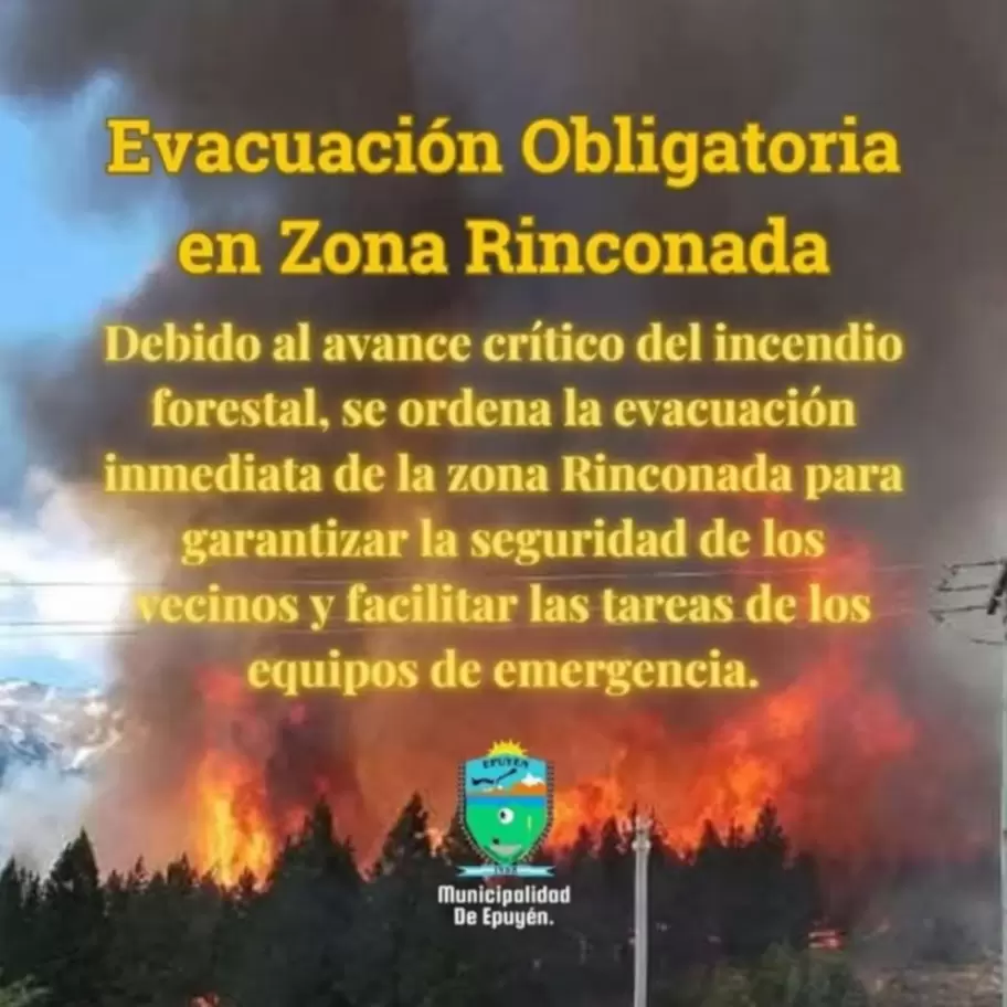 La Municipalidad de Epuyn y el pedido de evacuacin para los vecinos de Rinconada, producto de los fuertes incendios que devoraron 2000 mil hectreas