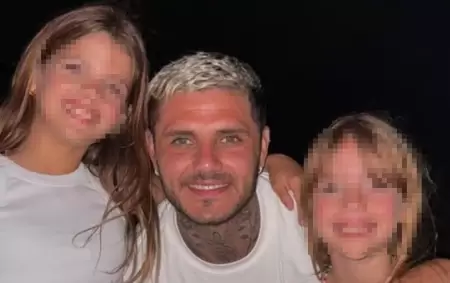 Mauro Icardi y sus hijas en comn con Wanda Nara