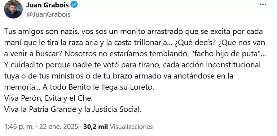 La respuesta de Grabois ante los dichos de Javier Milei