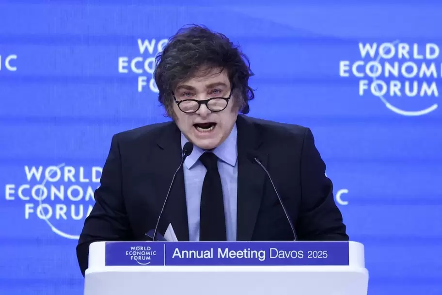 Javier Milei da su discurso en el Foro Econmico Mundial de Davos 2025.