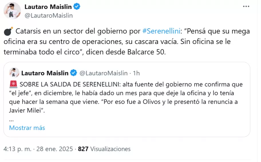 Lautaro Maislin cont la verdad sobre la renuncia de Eduardo Serenellini