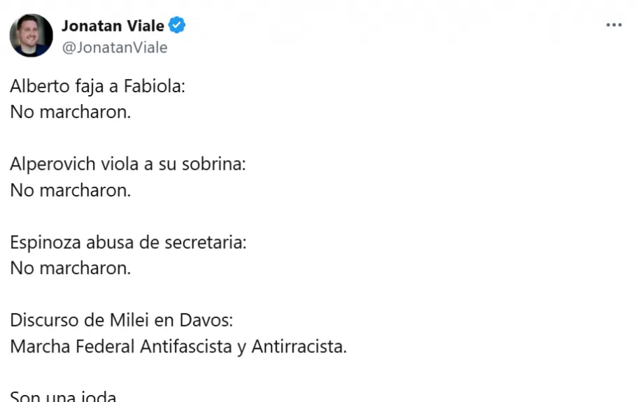 El duro posteo de Jonatan Viale en respaldo de los anuncios de Milei