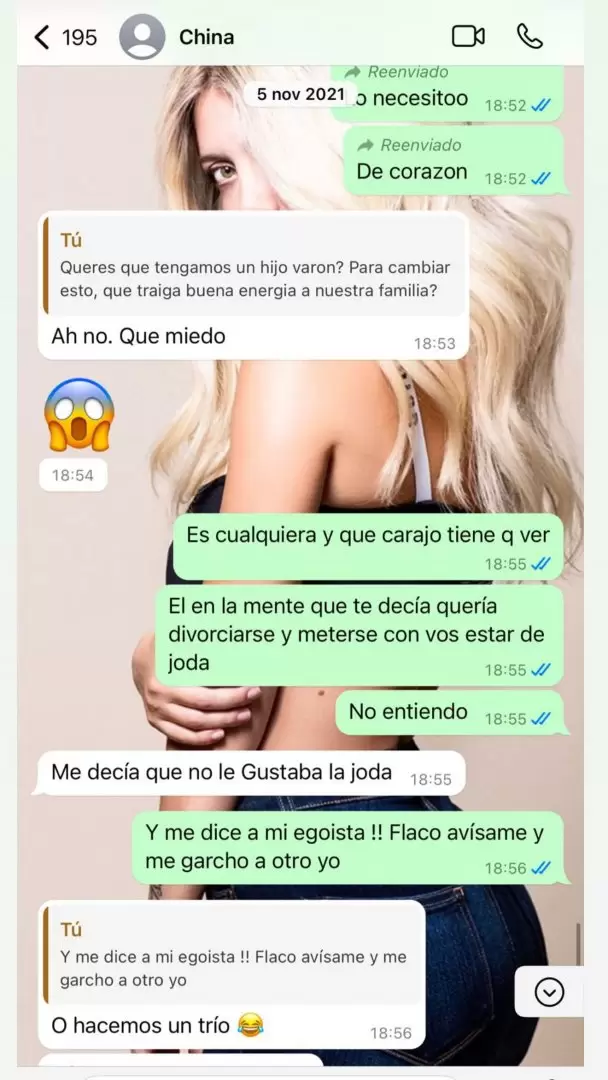 Las capturas de la conversacin entre Eugenia "La China" Surez y Wanda Nara durante el escndalo de Pars, revelados por Yanina Latorre.