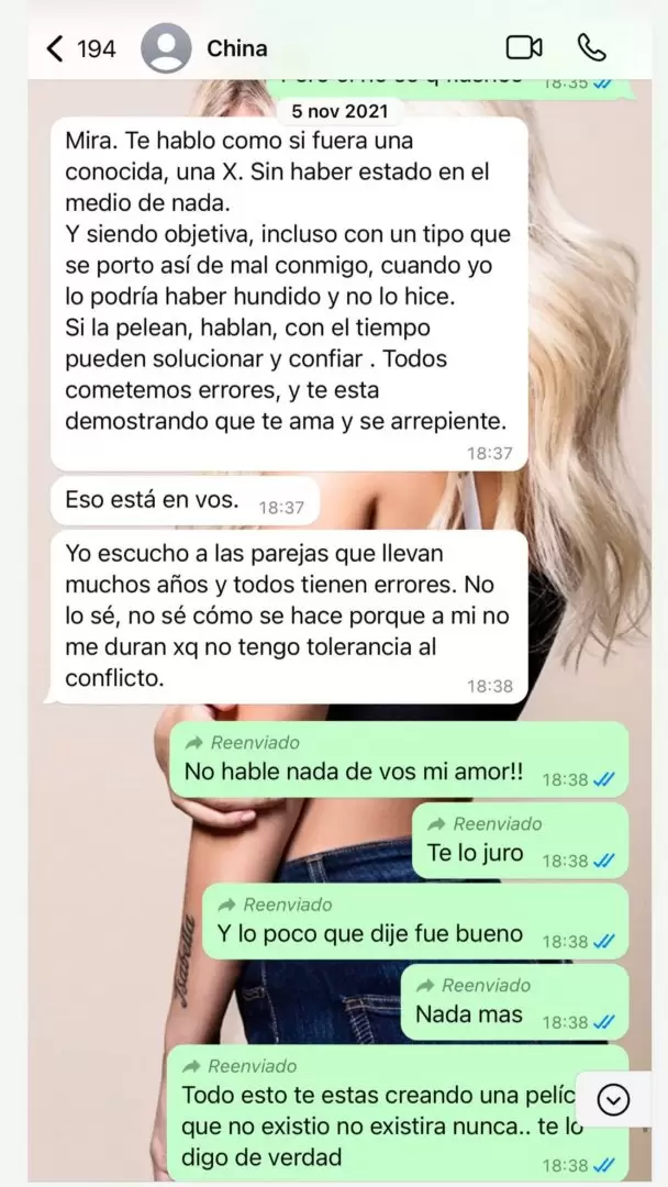 Las capturas de la conversacin entre Eugenia "La China" Surez y Wanda Nara durante el escndalo de Pars, revelados por Yanina Latorre.