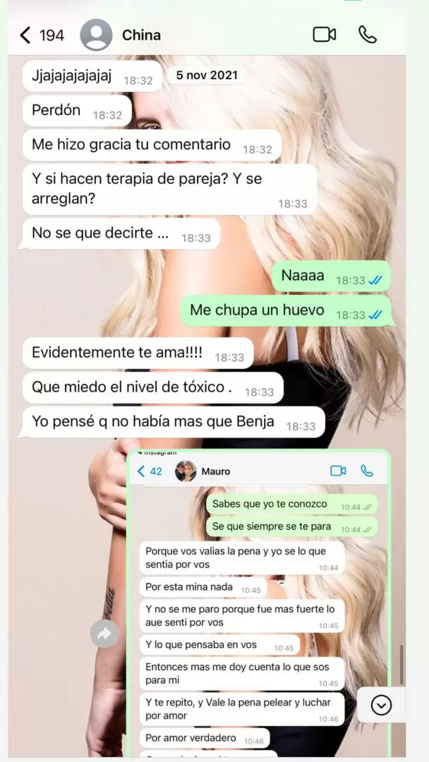 Las capturas de la conversacin entre Eugenia "La China" Surez y Wanda Nara durante el escndalo de Pars, revelados por Yanina Latorre.