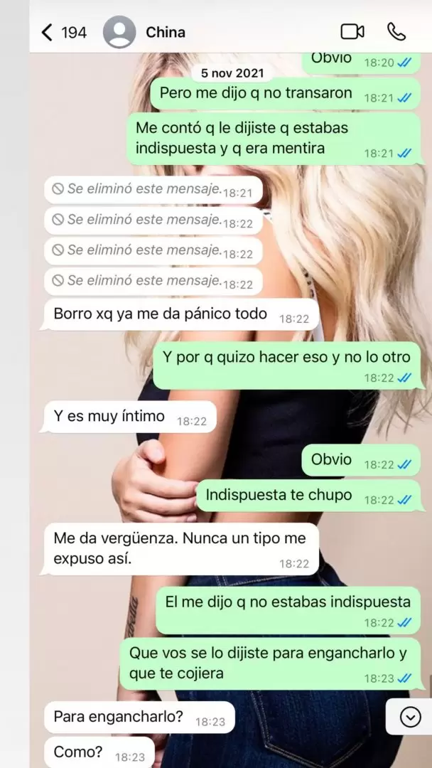 Las capturas de la conversacin entre Eugenia "La China" Surez y Wanda Nara durante el escndalo de Pars, revelados por Yanina Latorre.