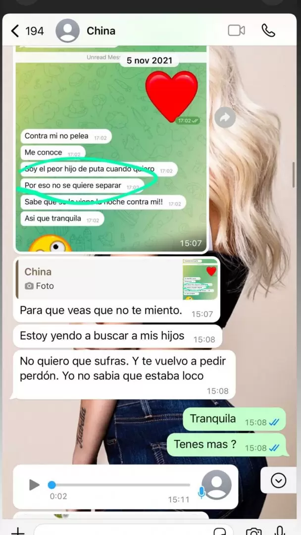 Las capturas de la conversacin entre Eugenia "La China" Surez y Wanda Nara durante el escndalo de Pars, revelados por Yanina Latorre.