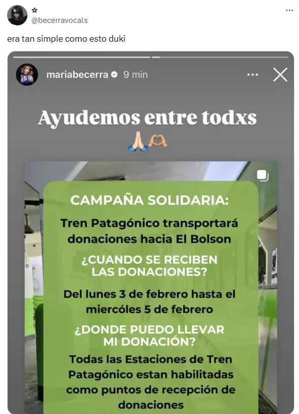 La comparacin de Mara Becerra y el Duki en redes sociales, por parte de un fantico de la cantante.