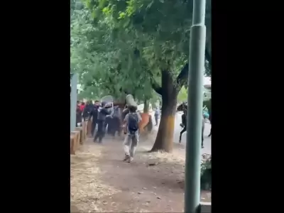 Paisanos y familiares de los tres detenidos por los incendios de El Bolsn se enfrentaron a la Polica y a activistas