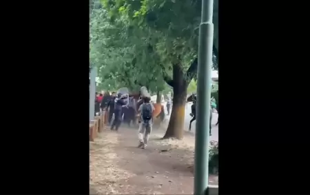 Paisanos y familiares de los tres detenidos por los incendios de El Bolsn se enfrentaron a la Polica y a activistas