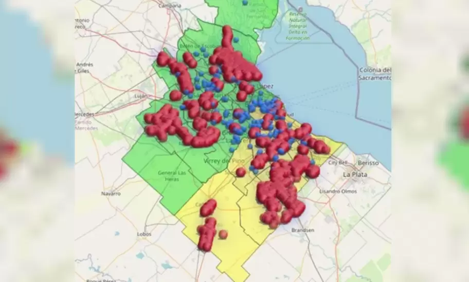 Mapa de cortes a la 7.30 de la maana