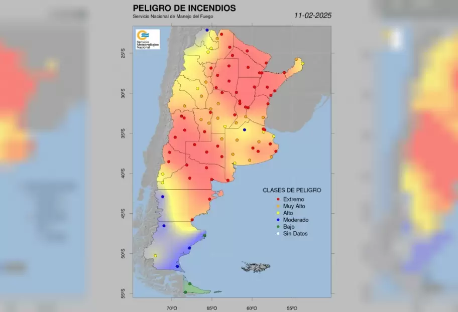 Los incendios activos en el pas.