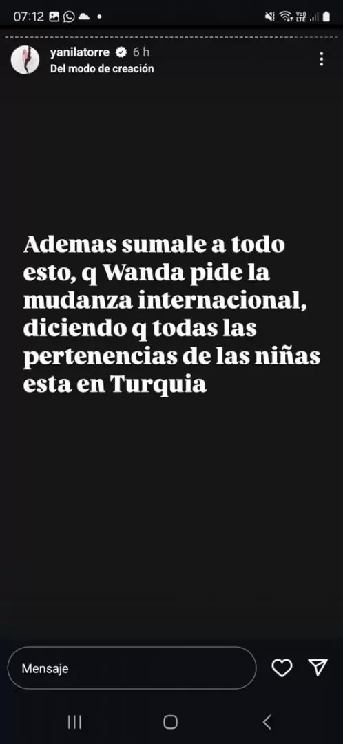 Yanina Latorre y las historias en las que relat las ltimas novedades legales de la separacin entre Wanda Nara y Mauro Icardi.