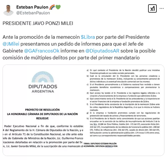 Javier Milei sorprendi al recomendar en redes sociales un token denominado $LIBRA.