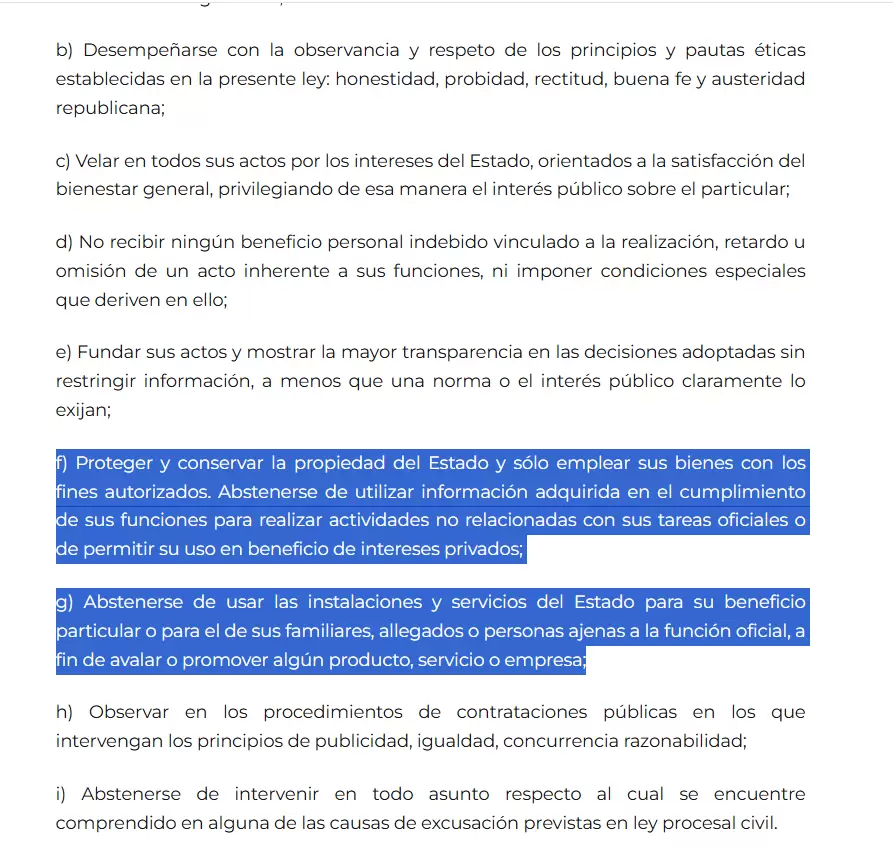 Milei viol la ley de tica pblica?