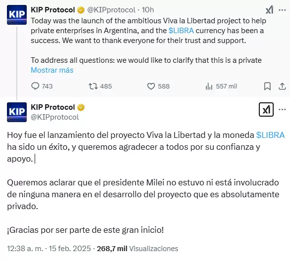 La empresa KIP Protocol, responsable del proyecto Viva La Libertad