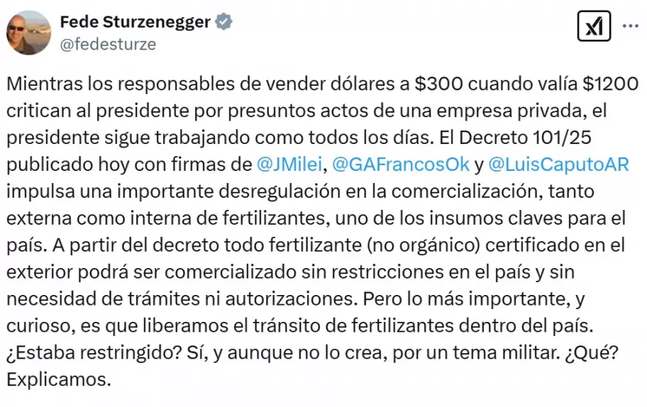 Federico Sturzenegger y su particular defensa de Javier Milei, tras el escndalo por la criptomoneda $Libra.