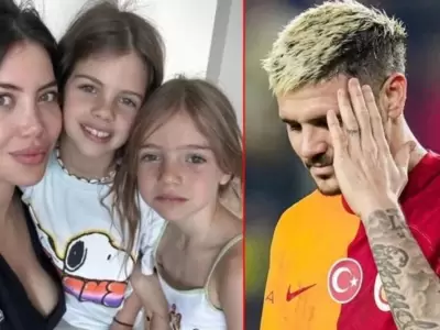 Wanda Nara con sus hijas y Mauro Icardi