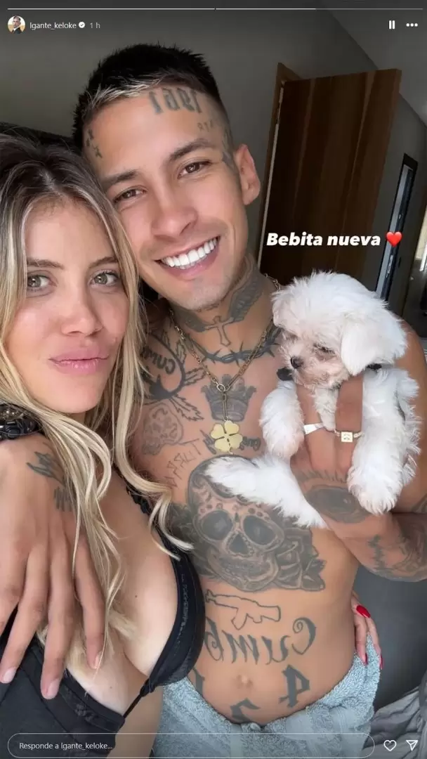 Wanda Nara y L-Gante decidieron adoptar una nueva perrita