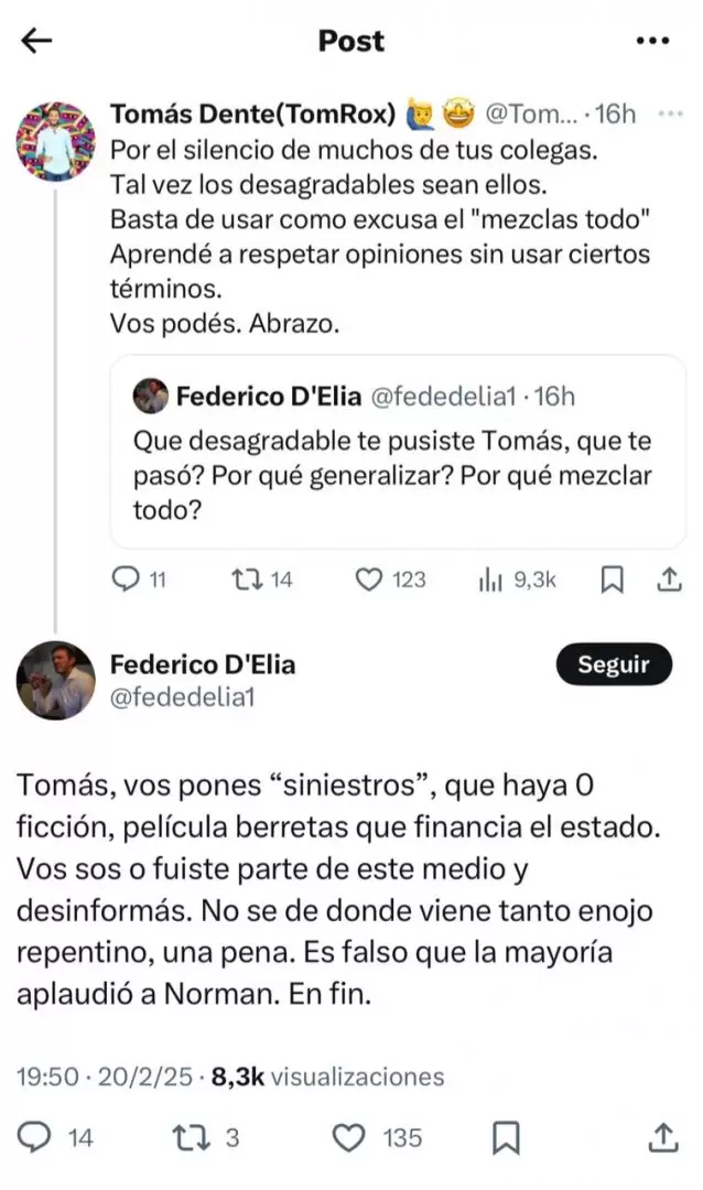 Fuerte cruce entre Federico D'Ela y Toms Dente