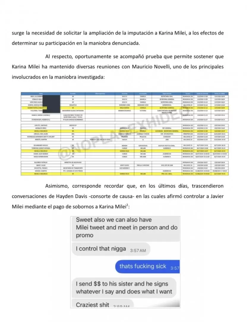 Las charlas de Karina Mieli con el fundador de $Libra