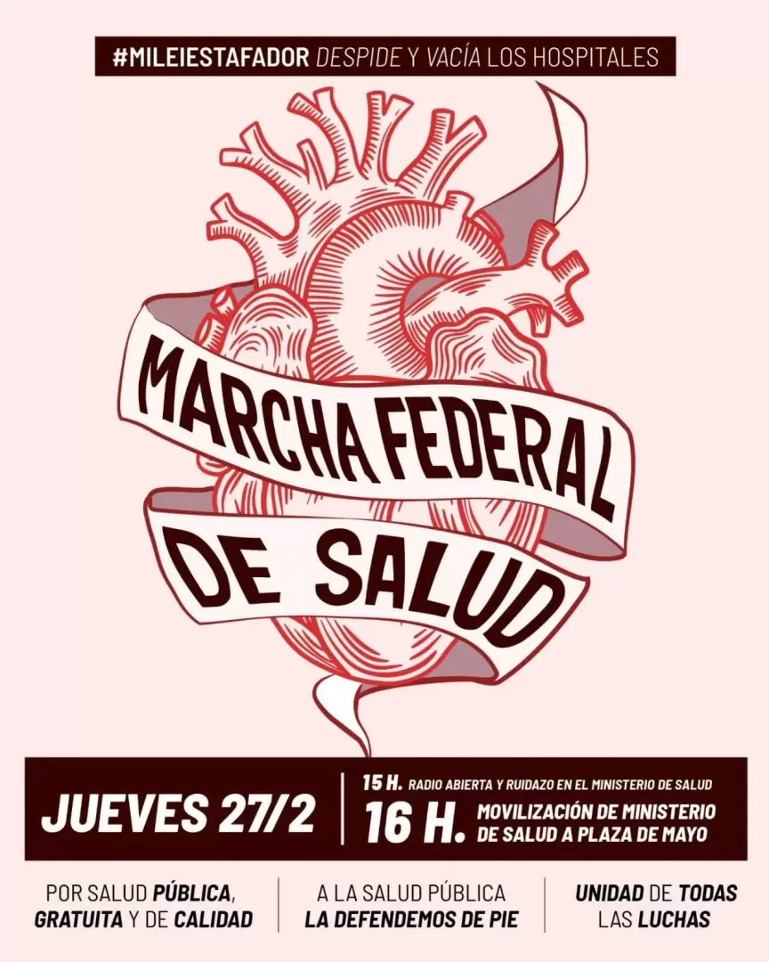 Marcha federal de salud el da juves 27 de febrero a las 16 horas