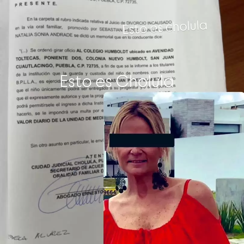 La denuncia por la tenencia del hijo de 11 aos de Natalia Andrade, ta de la actriz Valentina Zenere, que public el sitio mexicano Esto es Cholula.