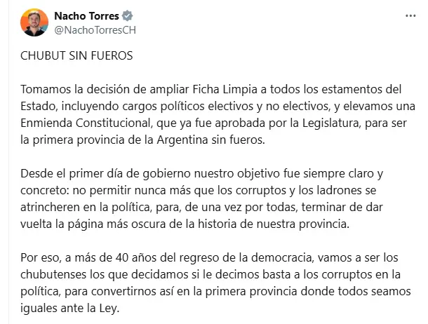 El tweet de Ignacio Torres