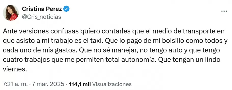 La respuesta de Cristina Prez tras la acusacin tcita que realiz Eduardo Feinmann contra ella y su pareja, Luis Petri.