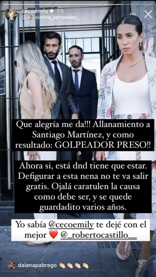 Cinthia Fernndez se expresa sobre la detencin de Santiago Martnez