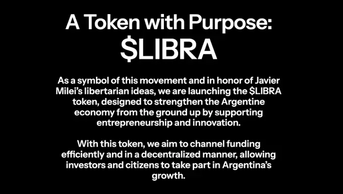 "En honor a las ideas libertarias de Javier Milei", as vendan a la criptomoneda $Libra sus creadores.