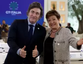 Javier Milei y Kristalina Georgieva, titular del FMI.