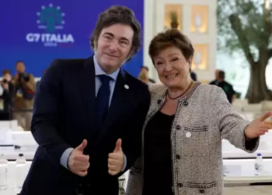 Javier Milei y Kristalina Georgieva, titular del FMI.