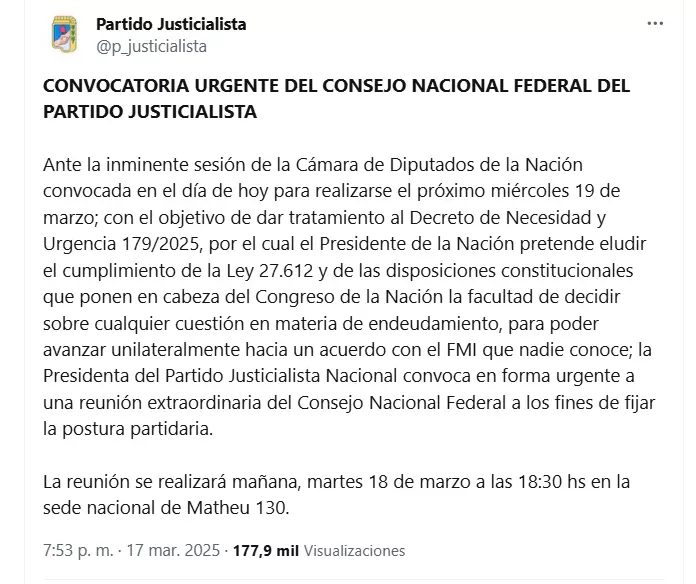 Incendiario comunicado desde el PJ