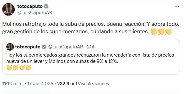 El posteo de Caputo