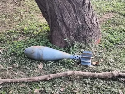 El proyectil de mortero cal. 120mm, sin espoleta.
