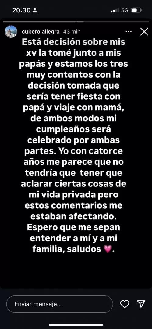 El descargo de Allegra Cubero