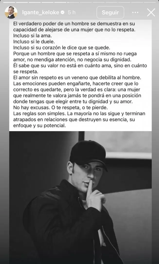 L-Gante sigue los pasos de Mauro Icardi y postea en redes sociales
