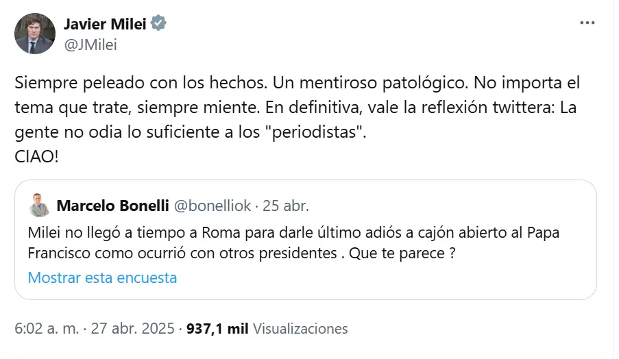 Milei contra Marcelo Bonelli